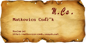 Matkovics Csák névjegykártya